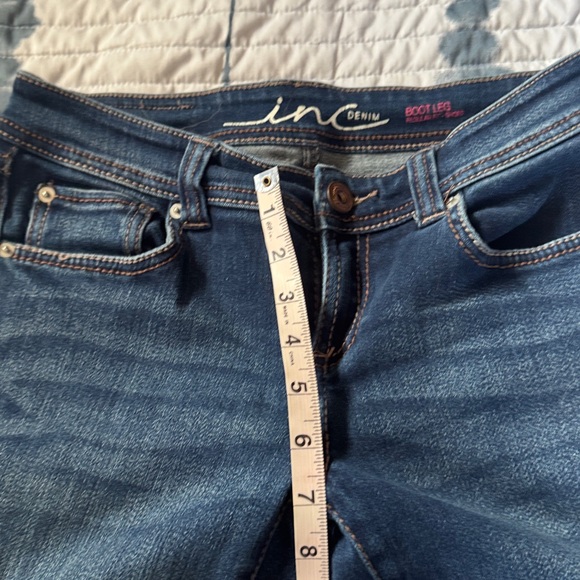 INC International Concepts Dark Blue Low Rise Boot Leg Jeans - Picture 7 of 10